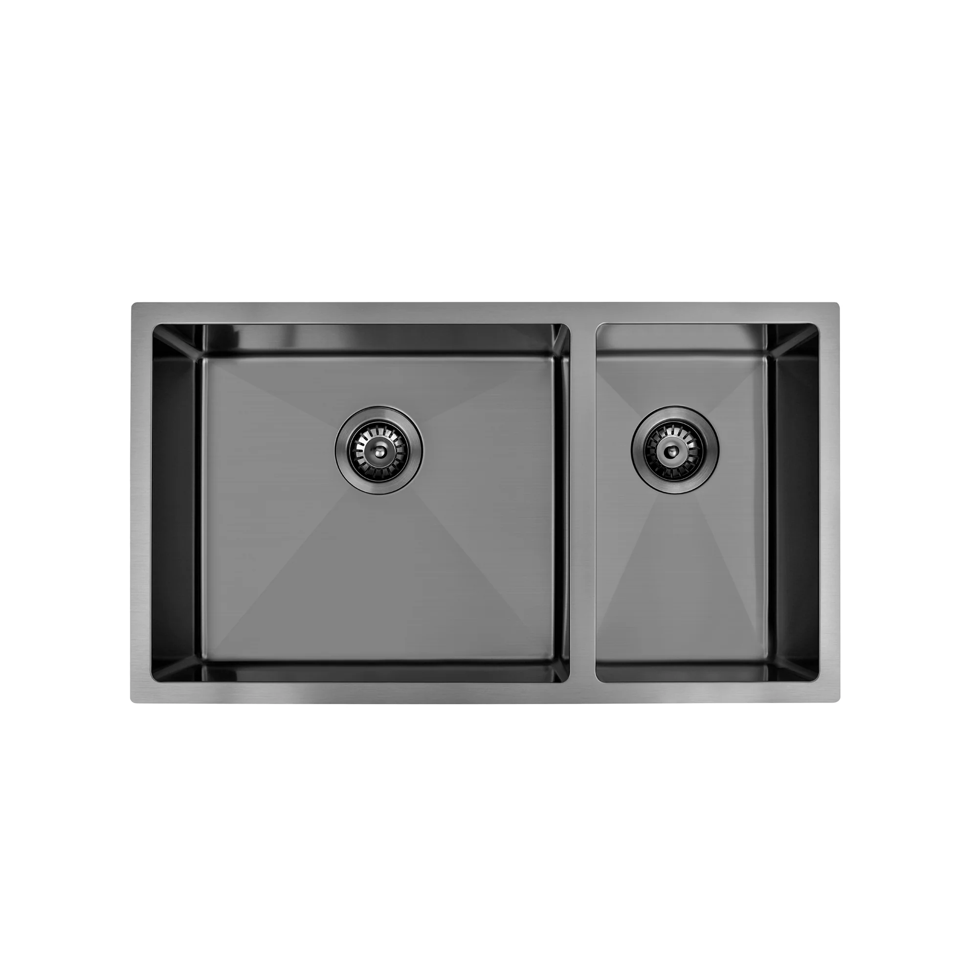 Brushed Gun Metal 800 x 450 x 230mm 1 & 1/2 Double Bowl Kitchen Sink