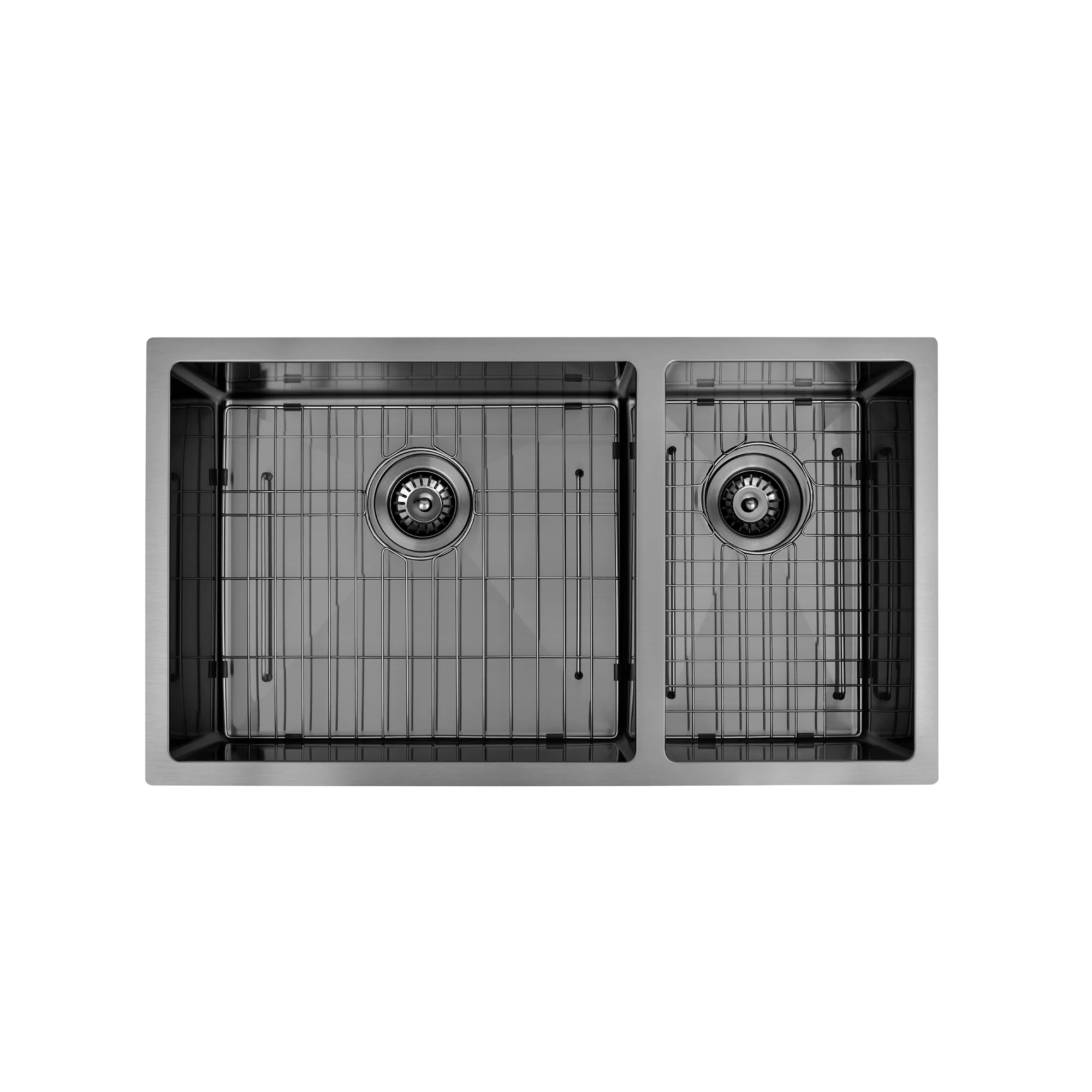 Brushed Gun Metal 800 x 450 x 230mm 1 & 1/2 Double Bowl Kitchen Sink - Image 2