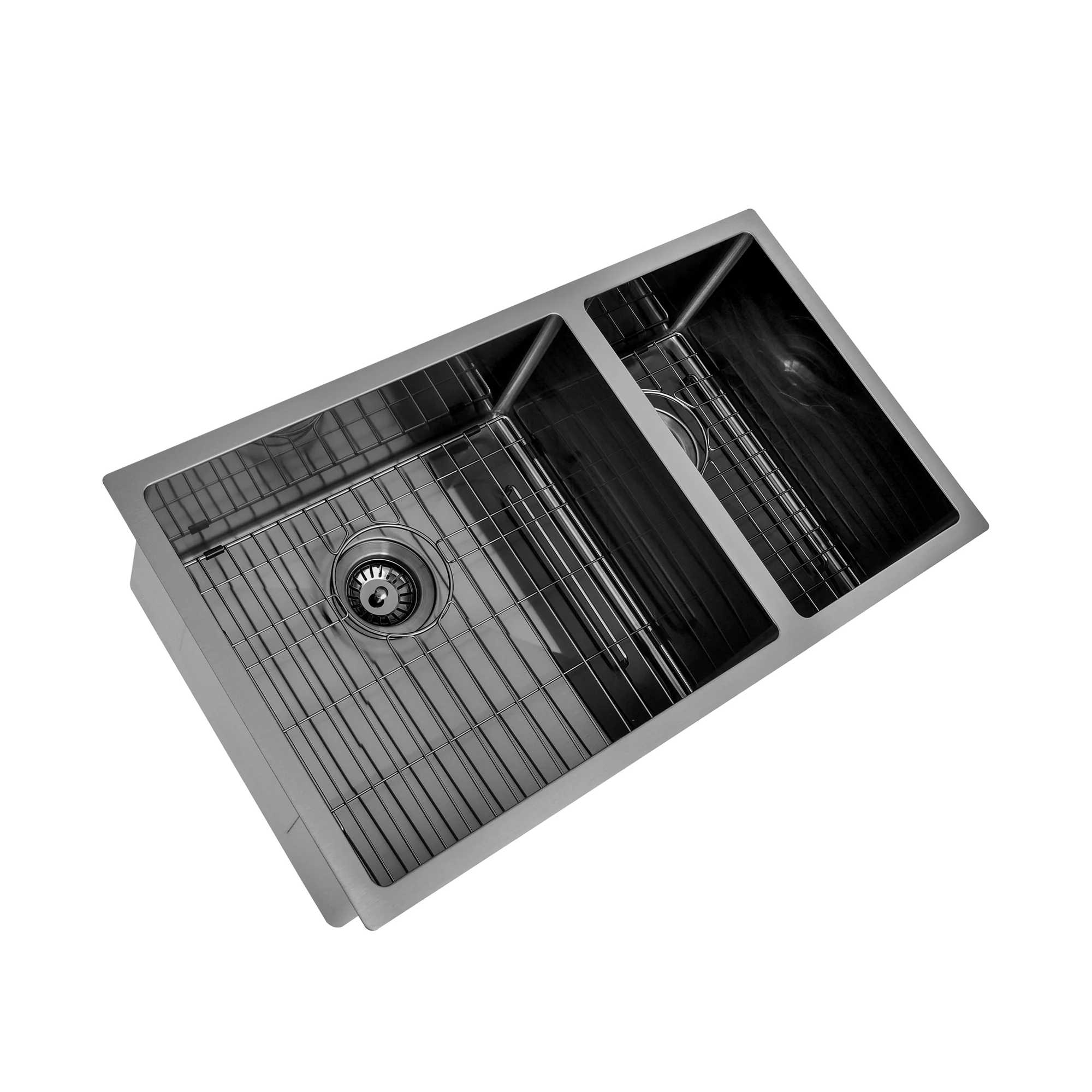 Brushed Gun Metal 800 x 450 x 230mm 1 & 1/2 Double Bowl Kitchen Sink - Image 4