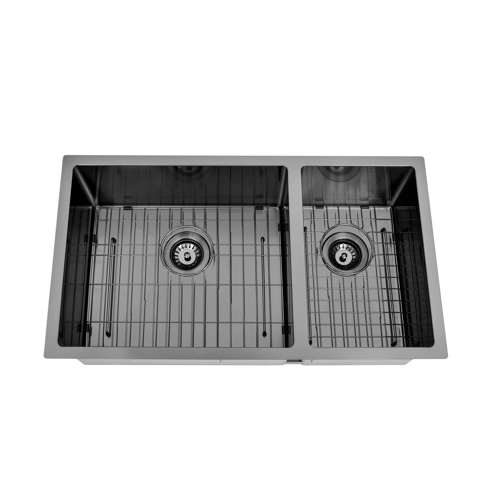 Brushed Gun Metal 800 x 450 x 230mm 1 & 1/2 Double Bowl Kitchen Sink - Image 6