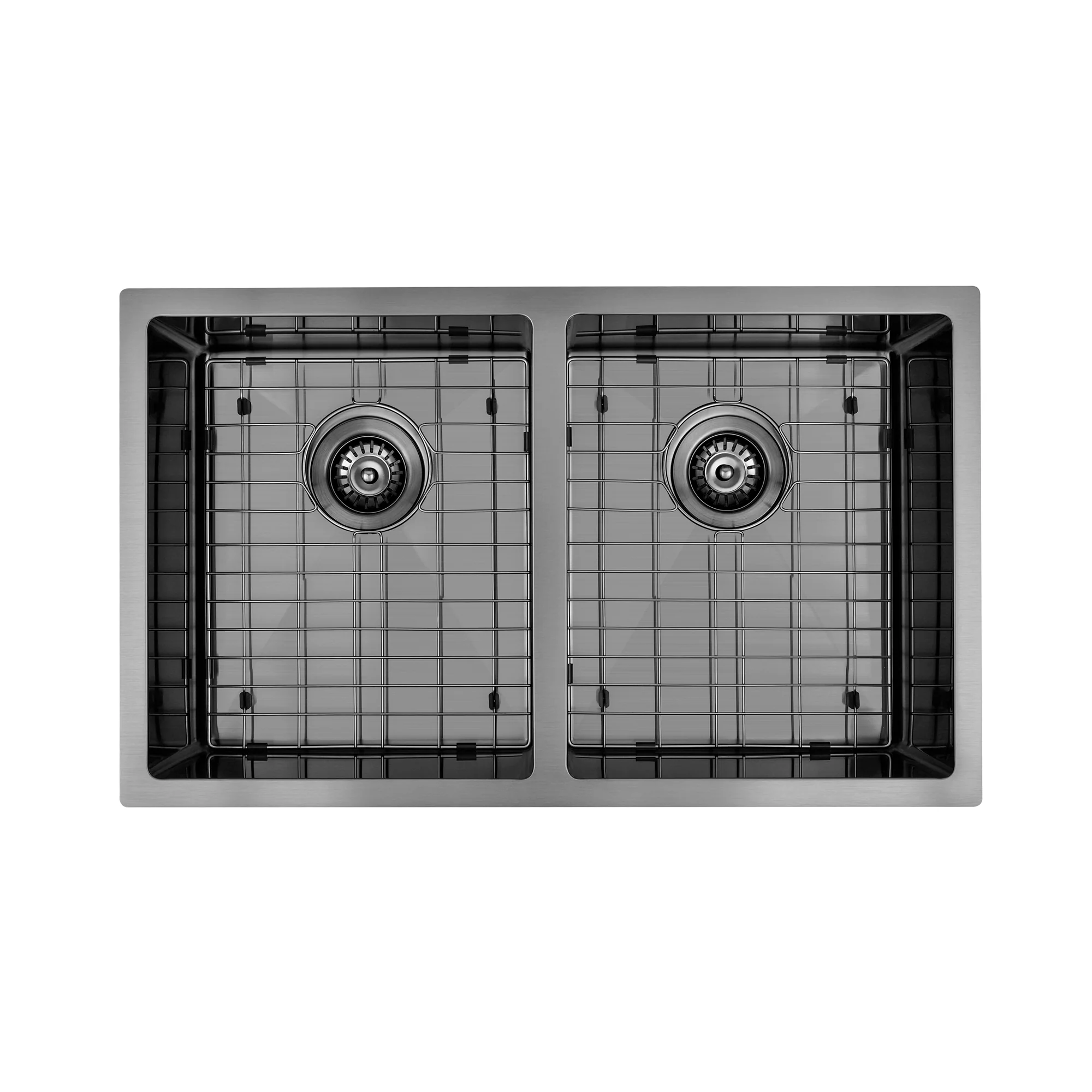 Brushed Gun Metal 800 x 450 x 230mm Double Bowl Kitchen Sink - Image 2
