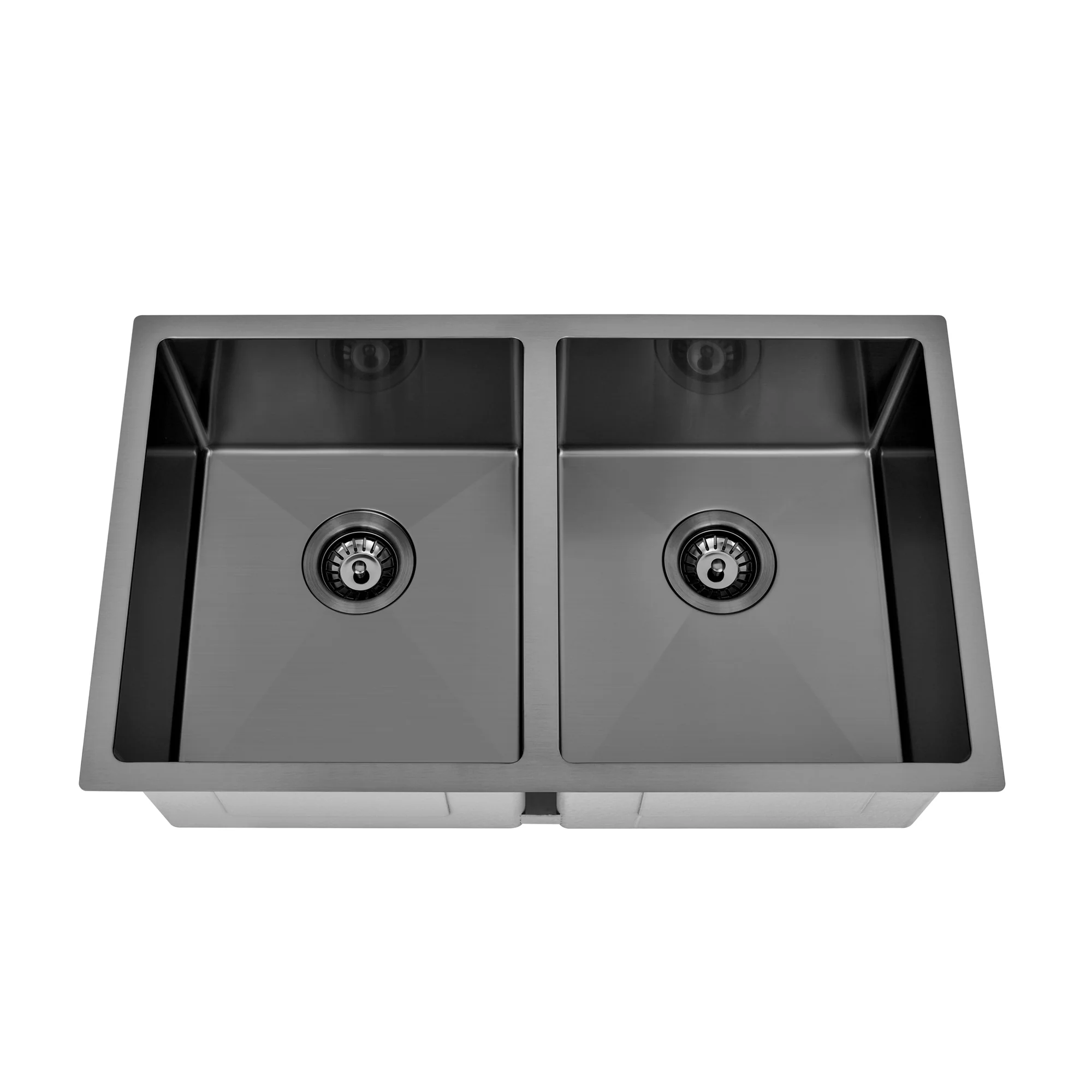 Brushed Gun Metal 800 x 450 x 230mm Double Bowl Kitchen Sink - Image 3