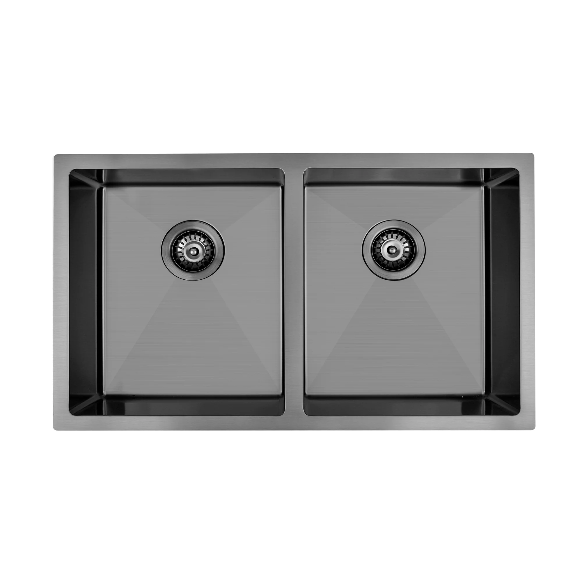 Brushed Gun Metal 850 x 450 x 230mm Double Bowl Kitchen Sink