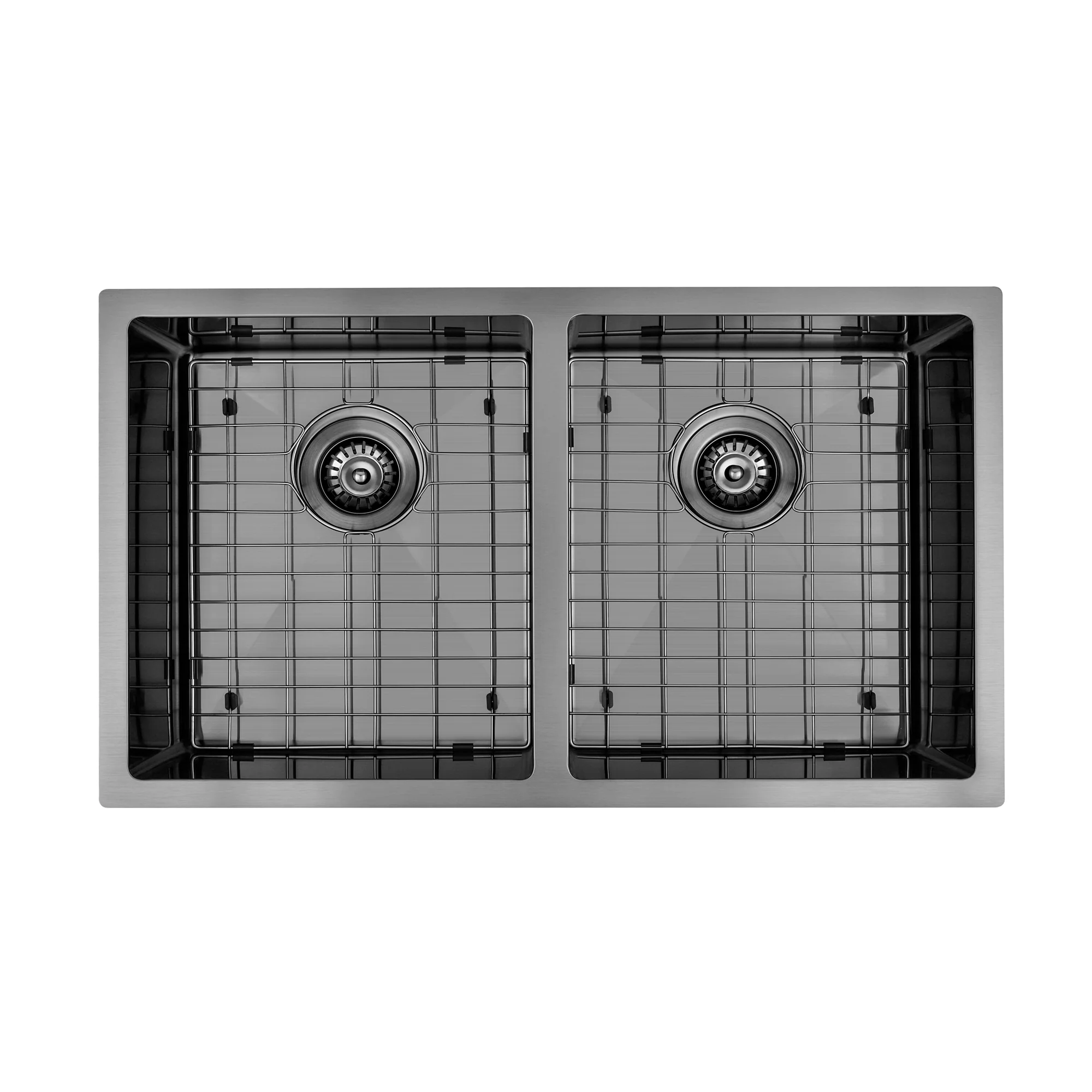 Brushed Gun Metal 850 x 450 x 230mm Double Bowl Kitchen Sink - Image 2
