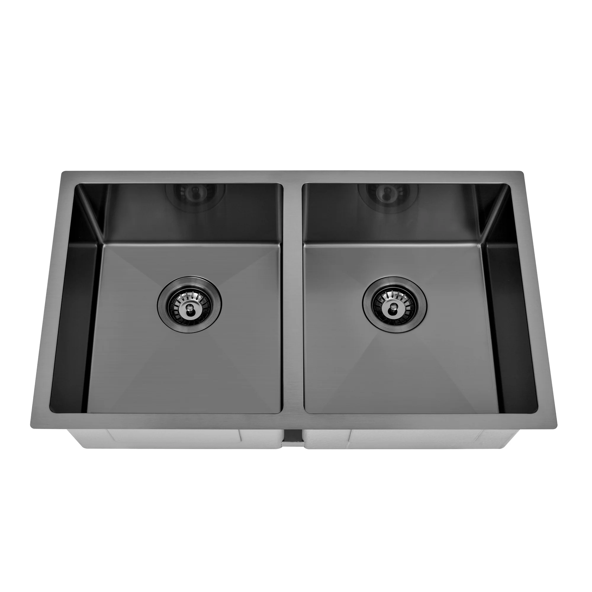 Brushed Gun Metal 850 x 450 x 230mm Double Bowl Kitchen Sink - Image 3