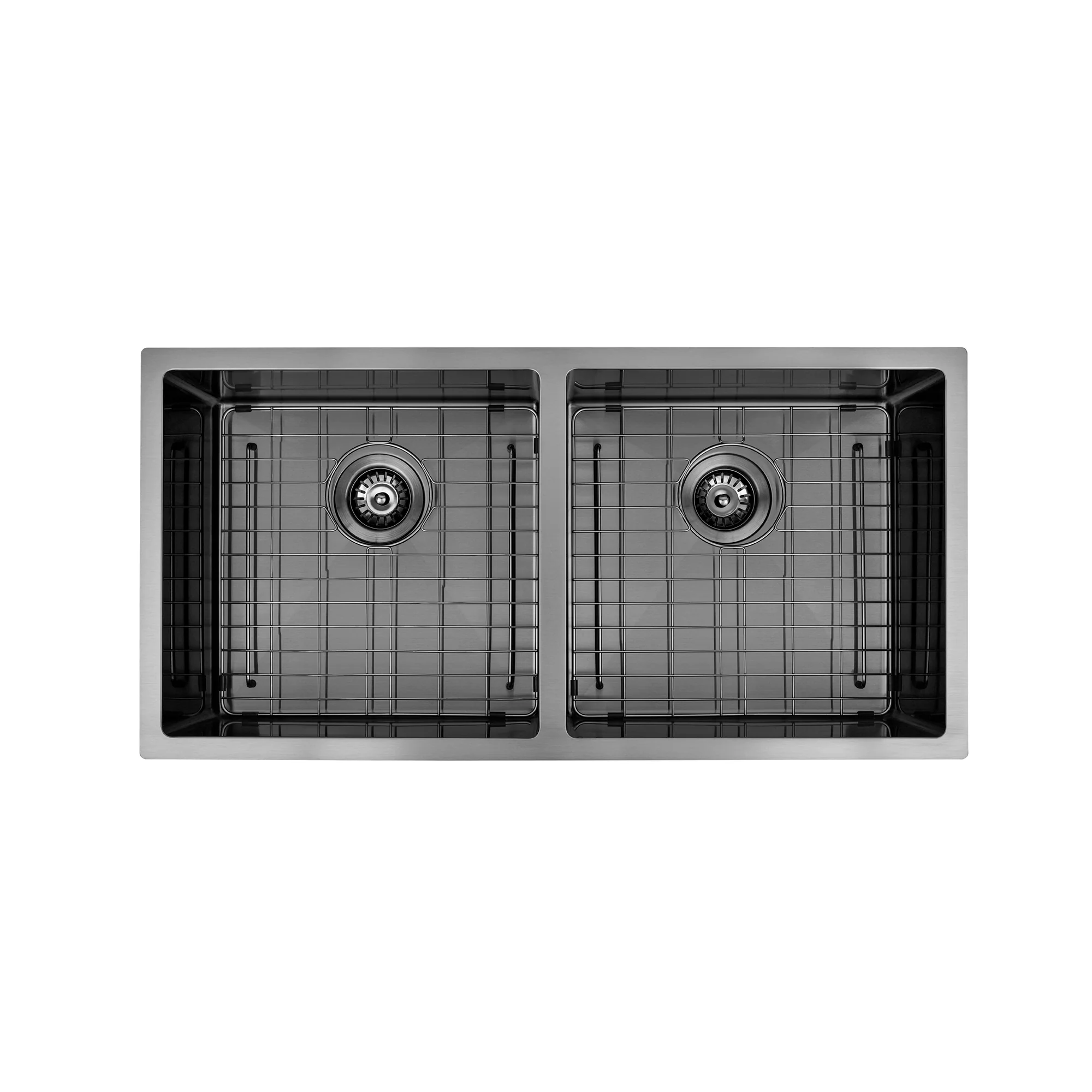 Brushed Gun Metal 900 x 450 x 230mm Double Bowl Kitchen Sink - Image 2