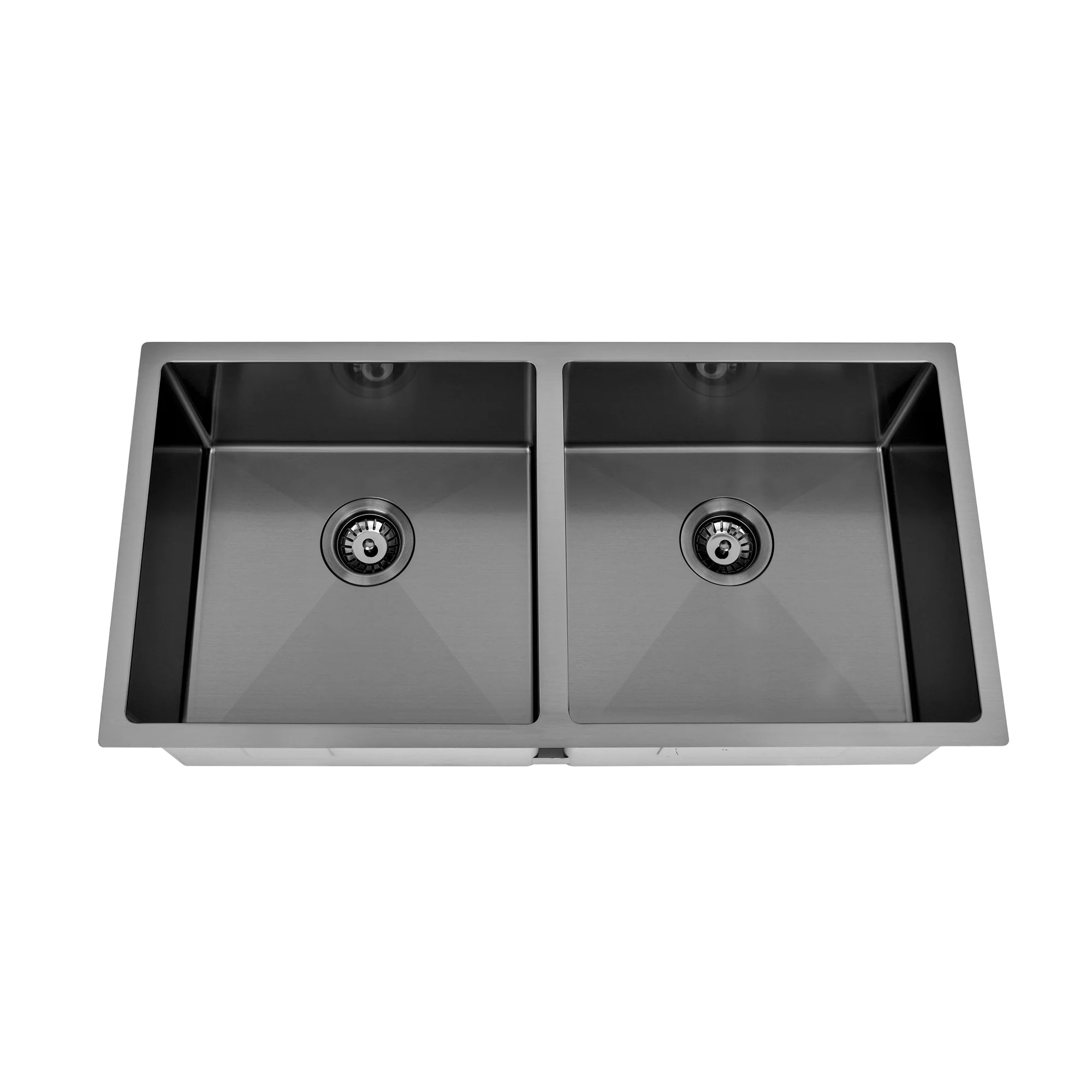 Brushed Gun Metal 900 x 450 x 230mm Double Bowl Kitchen Sink - Image 3