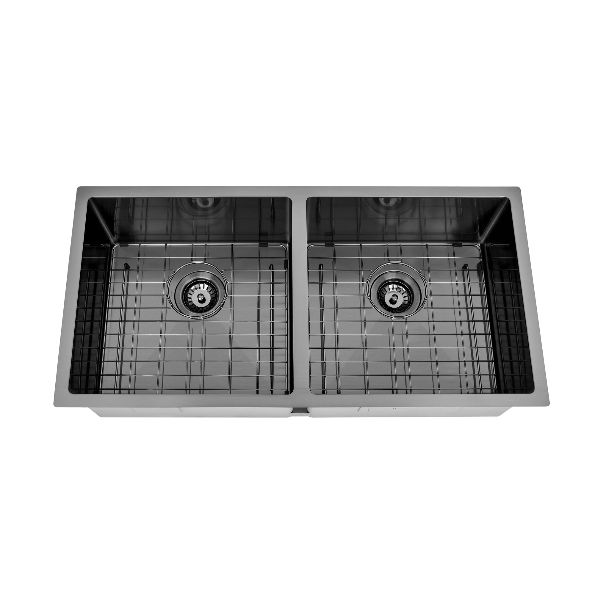 Brushed Gun Metal 900 x 450 x 230mm Double Bowl Kitchen Sink - Image 4