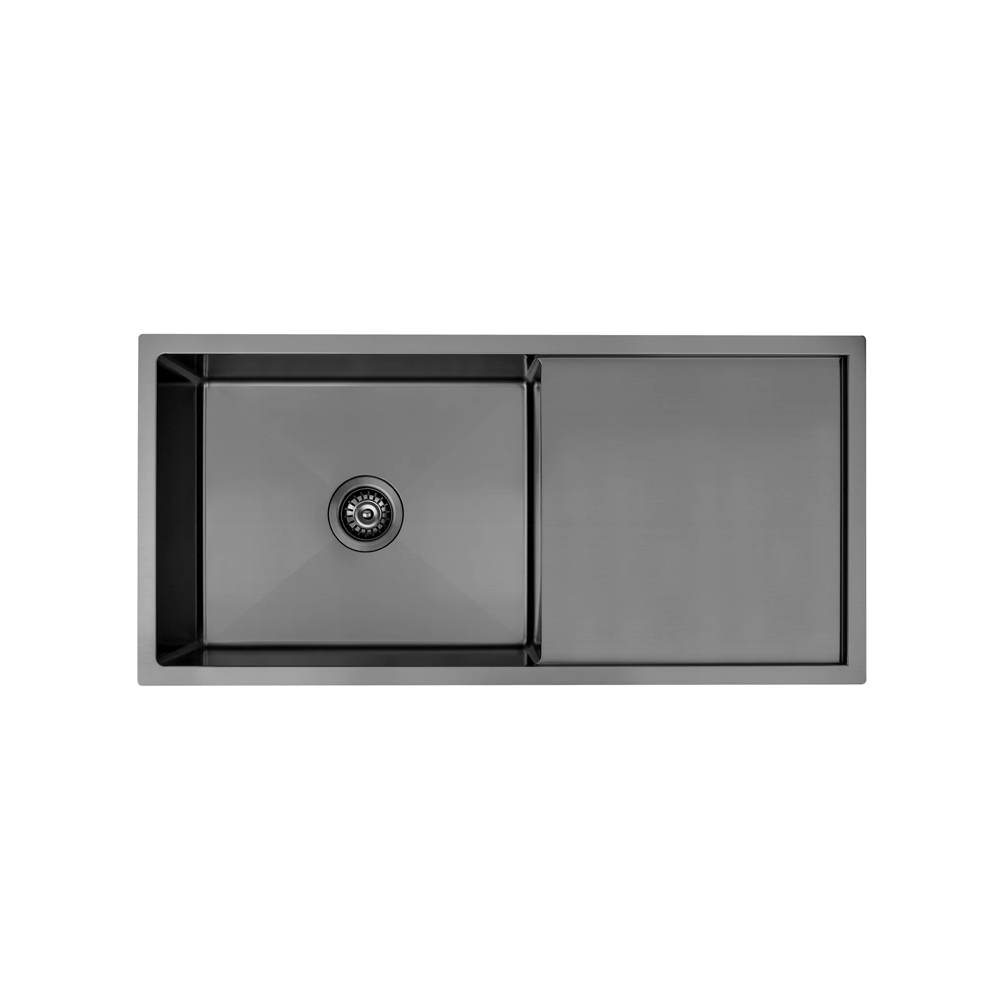 Brushed Gun Metal 950 x 450 x 230mm Single Bowl Kitchen Sink With Drainer