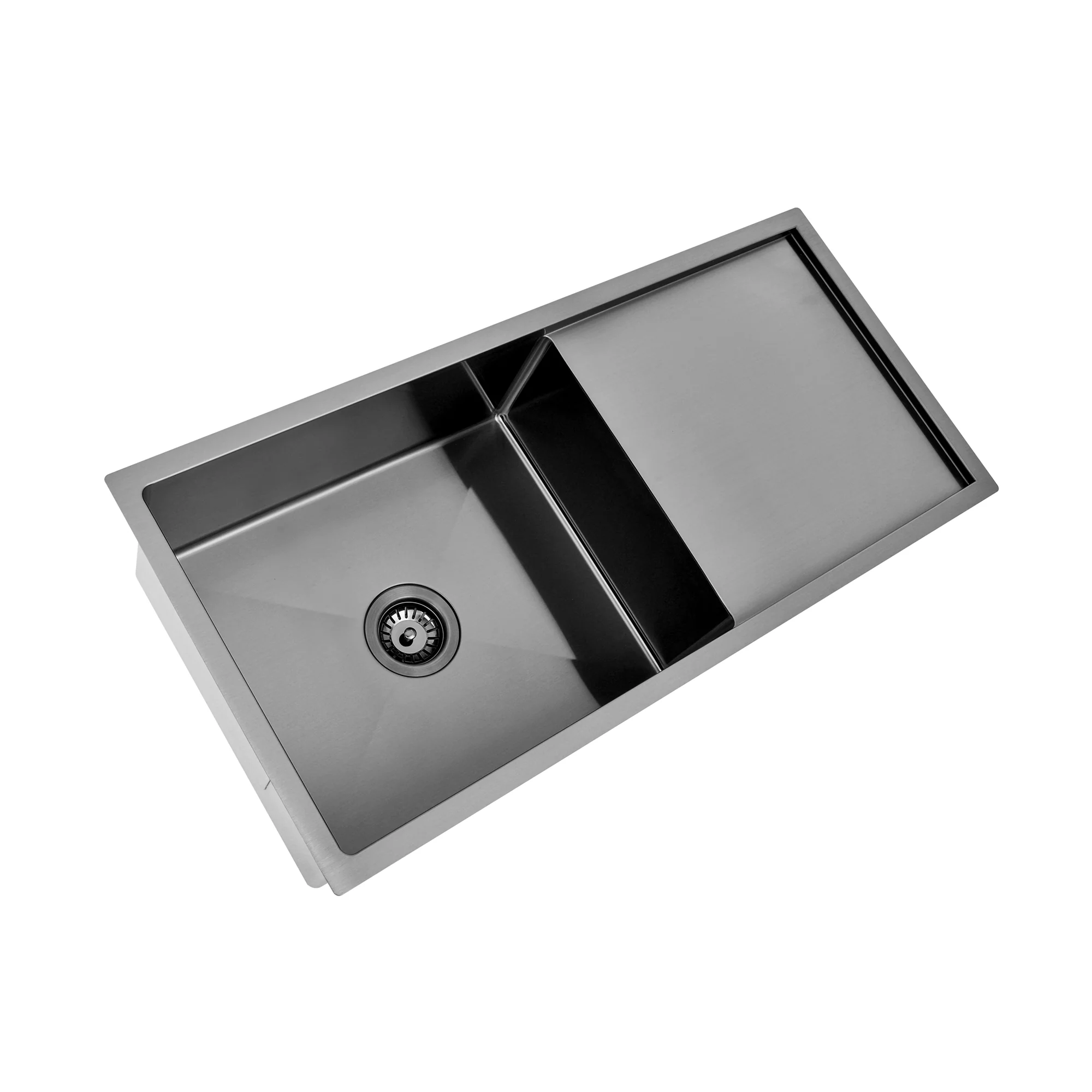 Brushed Gun Metal 950 x 450 x 230mm Single Bowl Kitchen Sink With Drainer - Image 3