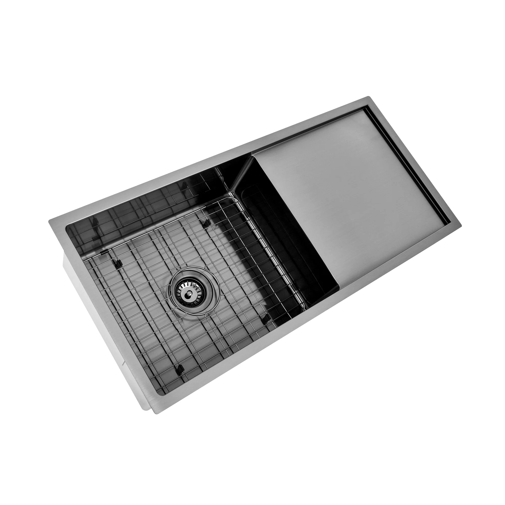 Brushed Gun Metal 950 x 450 x 230mm Single Bowl Kitchen Sink With Drainer - Image 4