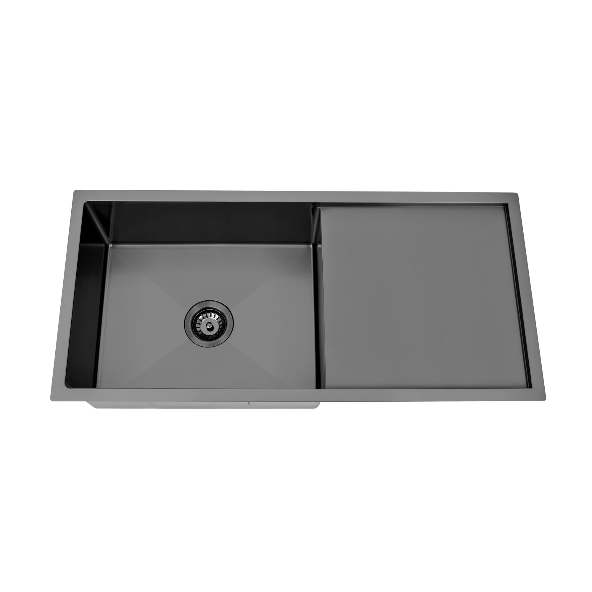 Brushed Gun Metal 950 x 450 x 230mm Single Bowl Kitchen Sink With Drainer - Image 5