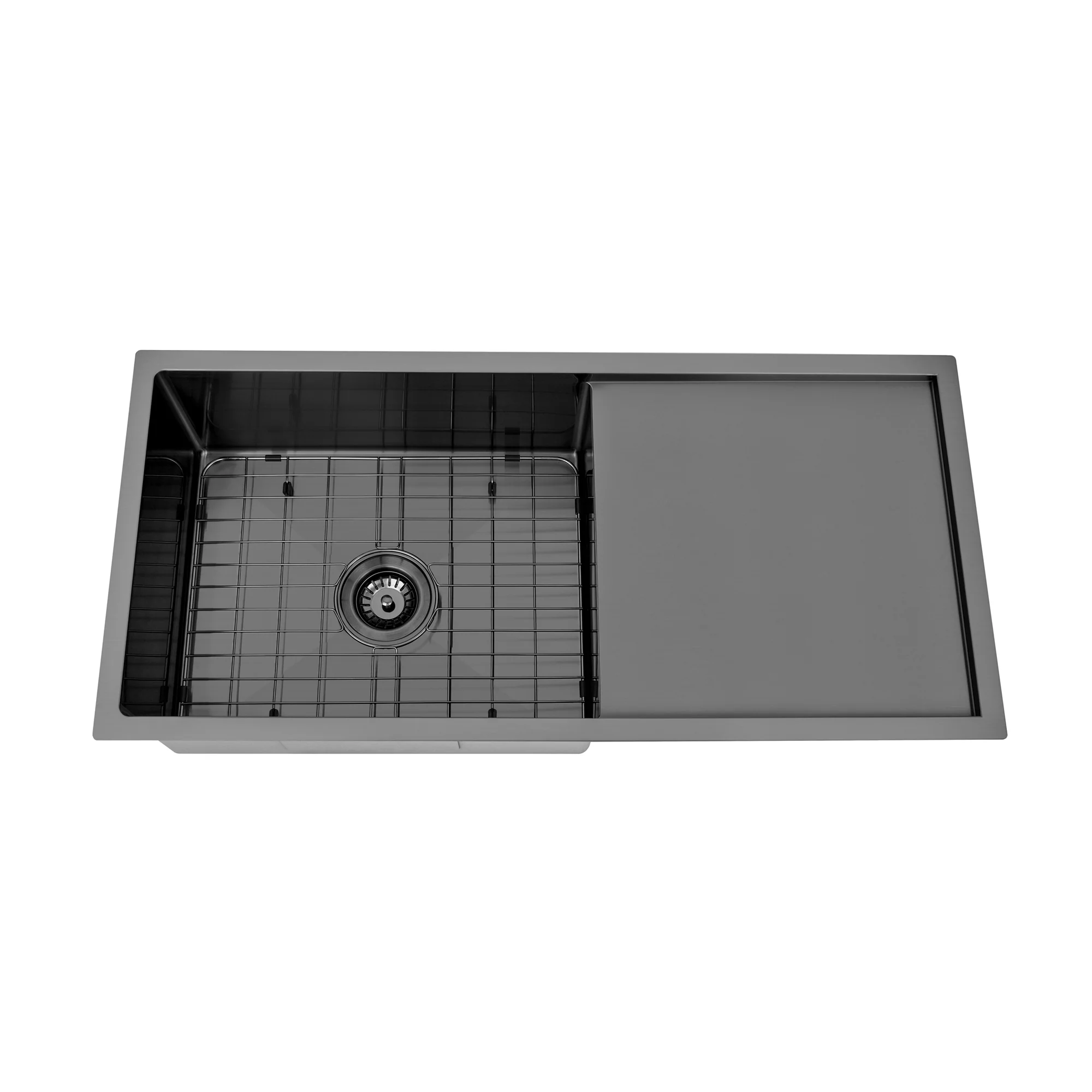 Brushed Gun Metal 950 x 450 x 230mm Single Bowl Kitchen Sink With Drainer - Image 6