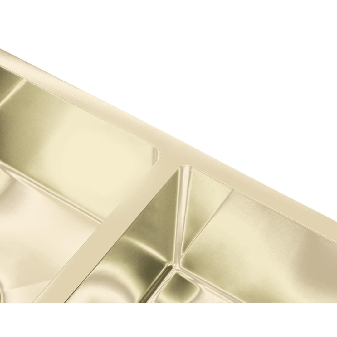 Brushed Light Gold 760 x 450 x 220mm Nano Glazed Double Bowl Sink - Image 2