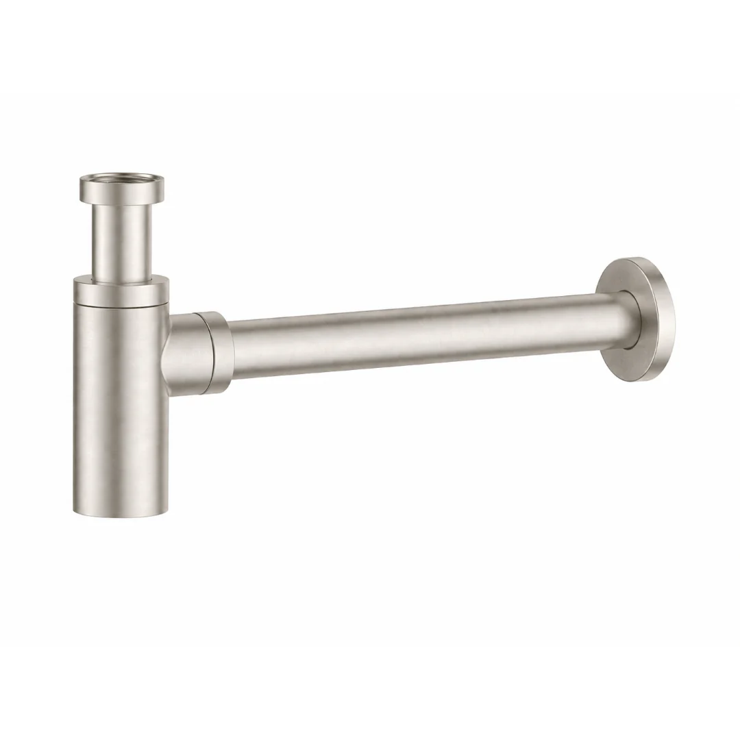 Brushed Nickel 32mm Round Bottle Trap Waste