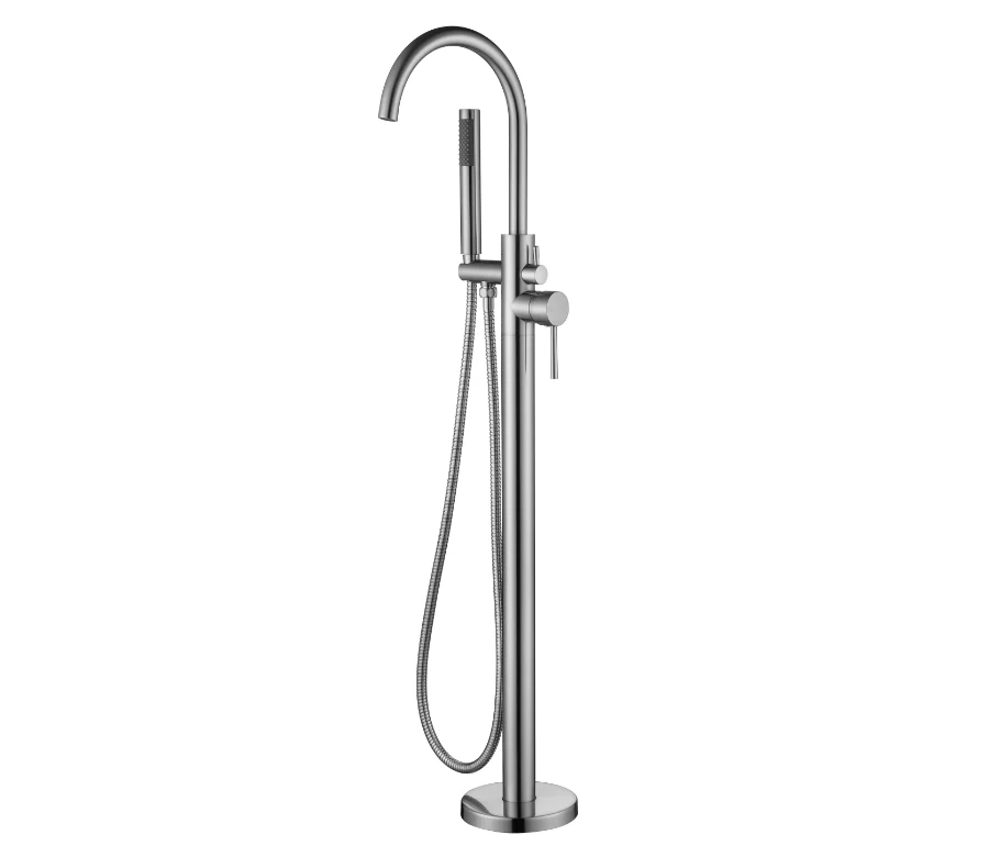 Brushed Nickel Round Freestanding Multifunction Bath Spout
