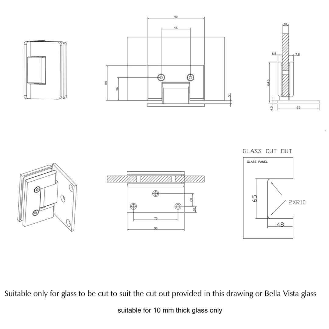 Brushed Nickel Shower Screen Hinge – Glass to Wall - Image 2