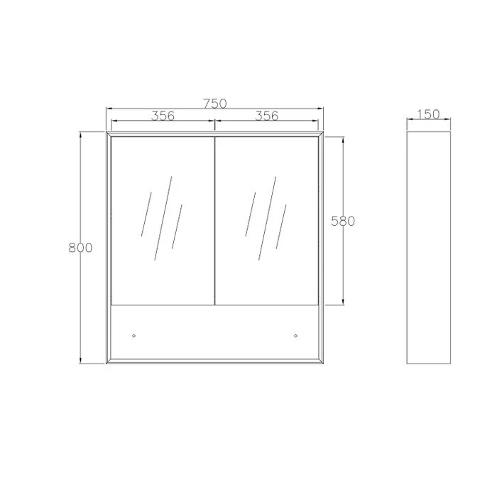 Byron 750 Natural Oak Shaving Cabinet - Image 3