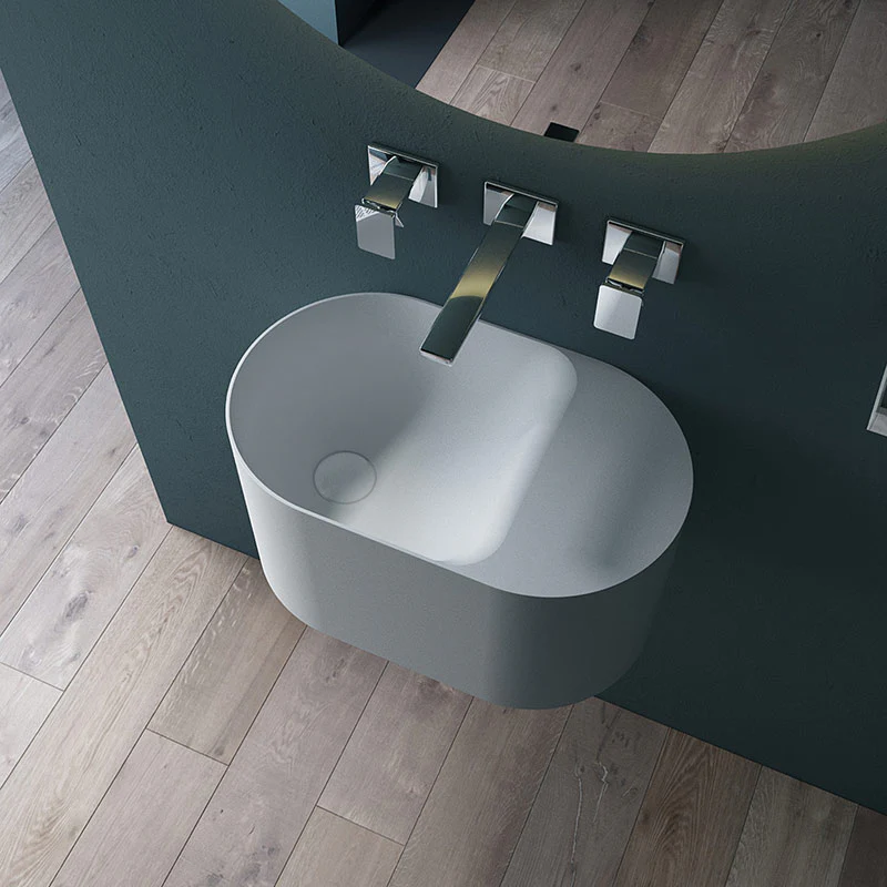 Canto 500mm Solid Surface Stone Wall Hung Basin - Image 2