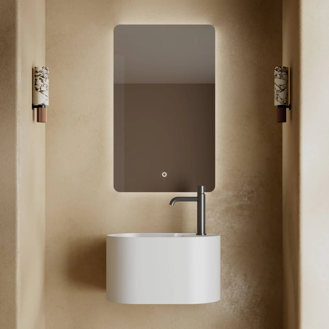 Canto 500mm Solid Surface Stone Wall Hung Basin With Taphole - Image 6
