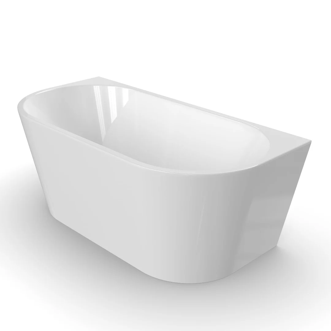 Cascade 1500mm Gloss White Back to Wall Freestanding Bath Tub - Image 3