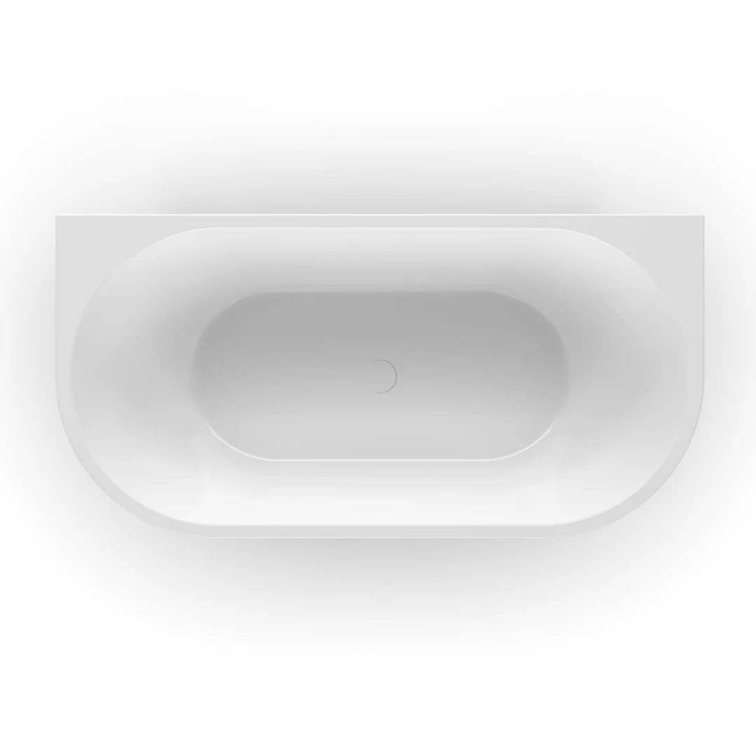 Cascade 1500mm Gloss White Back to Wall Freestanding Bath Tub - Image 4