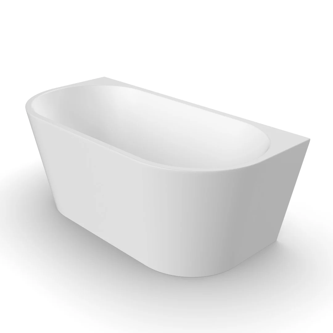 Cascade 1500mm Matte White Back to Wall Freestanding Bath Tub - Image 3