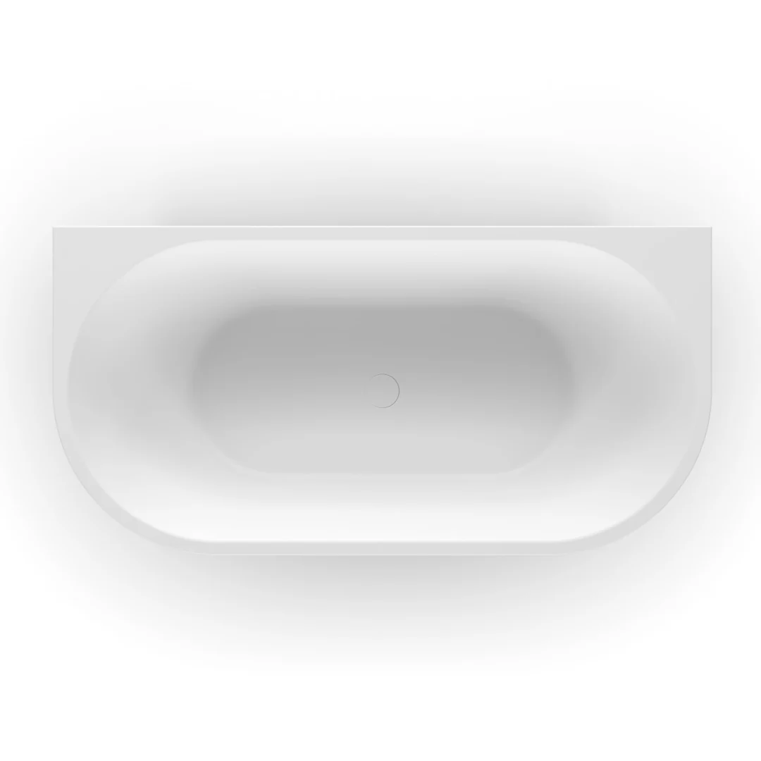 Cascade 1500mm Matte White Back to Wall Freestanding Bath Tub - Image 4