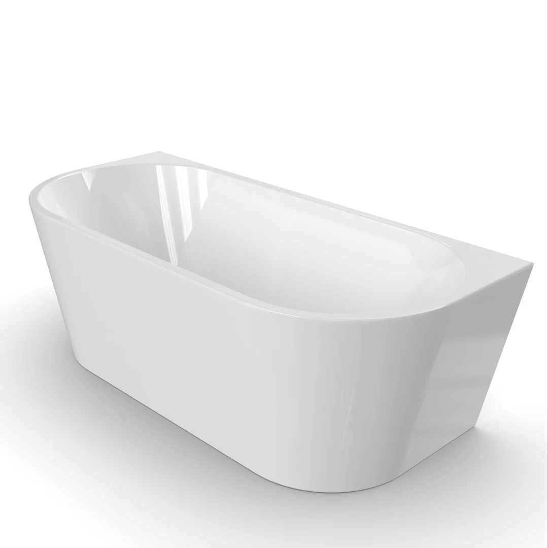 Cascade 1700mm Gloss White Back to Wall Freestanding Bath Tub - Image 3