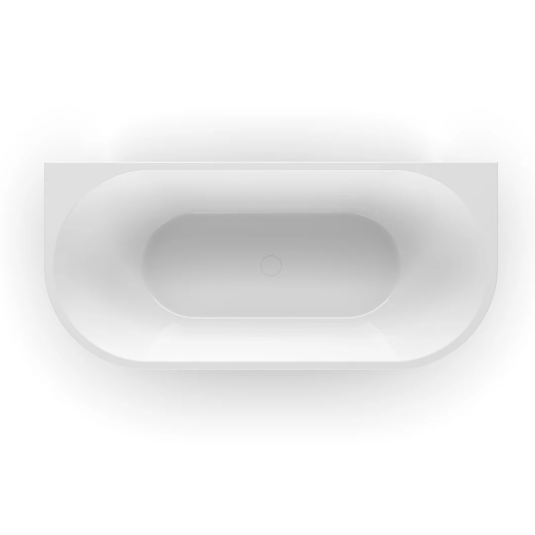Cascade 1700mm Gloss White Back to Wall Freestanding Bath Tub - Image 4