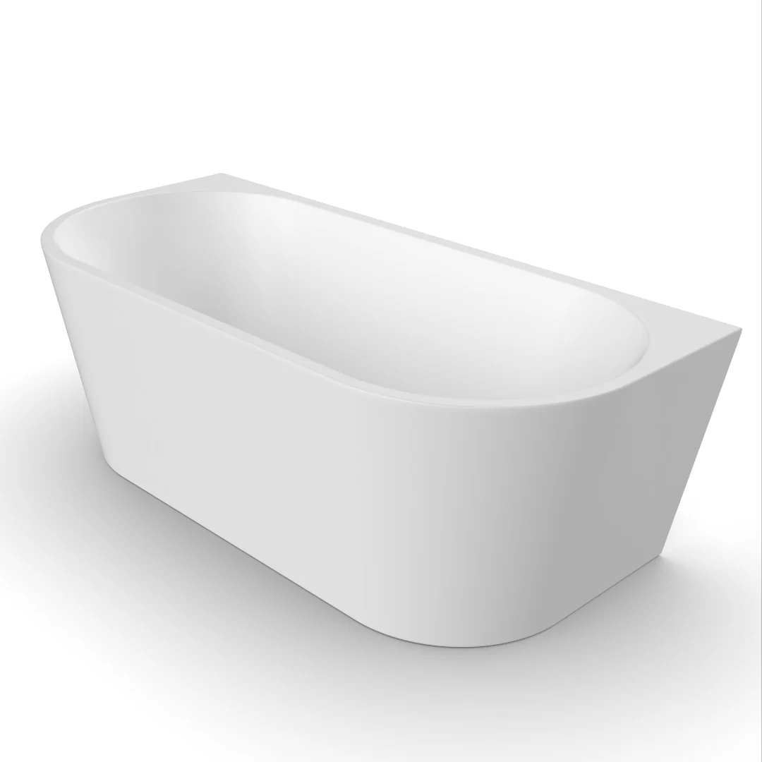 Cascade 1700mm Matte White Back to Wall Freestanding Bath Tub - Image 3