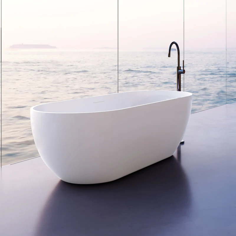 Catania Oval Egg 1700mm Matte White Designer Freestanding Bath Tub - Image 2