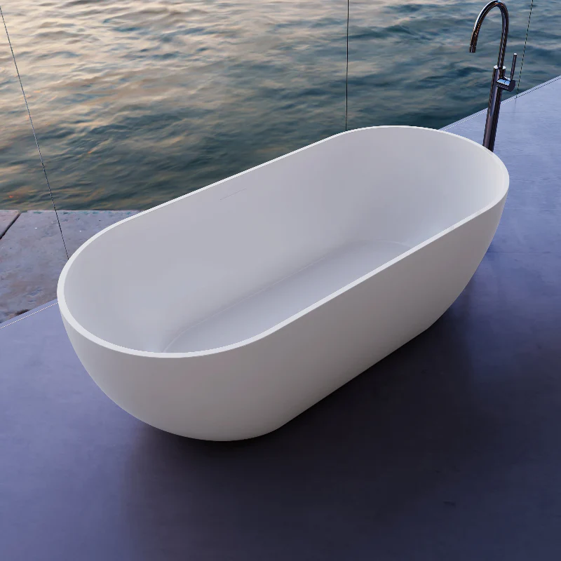 Catania Oval Egg 1700mm Matte White Designer Freestanding Bath Tub - Image 3