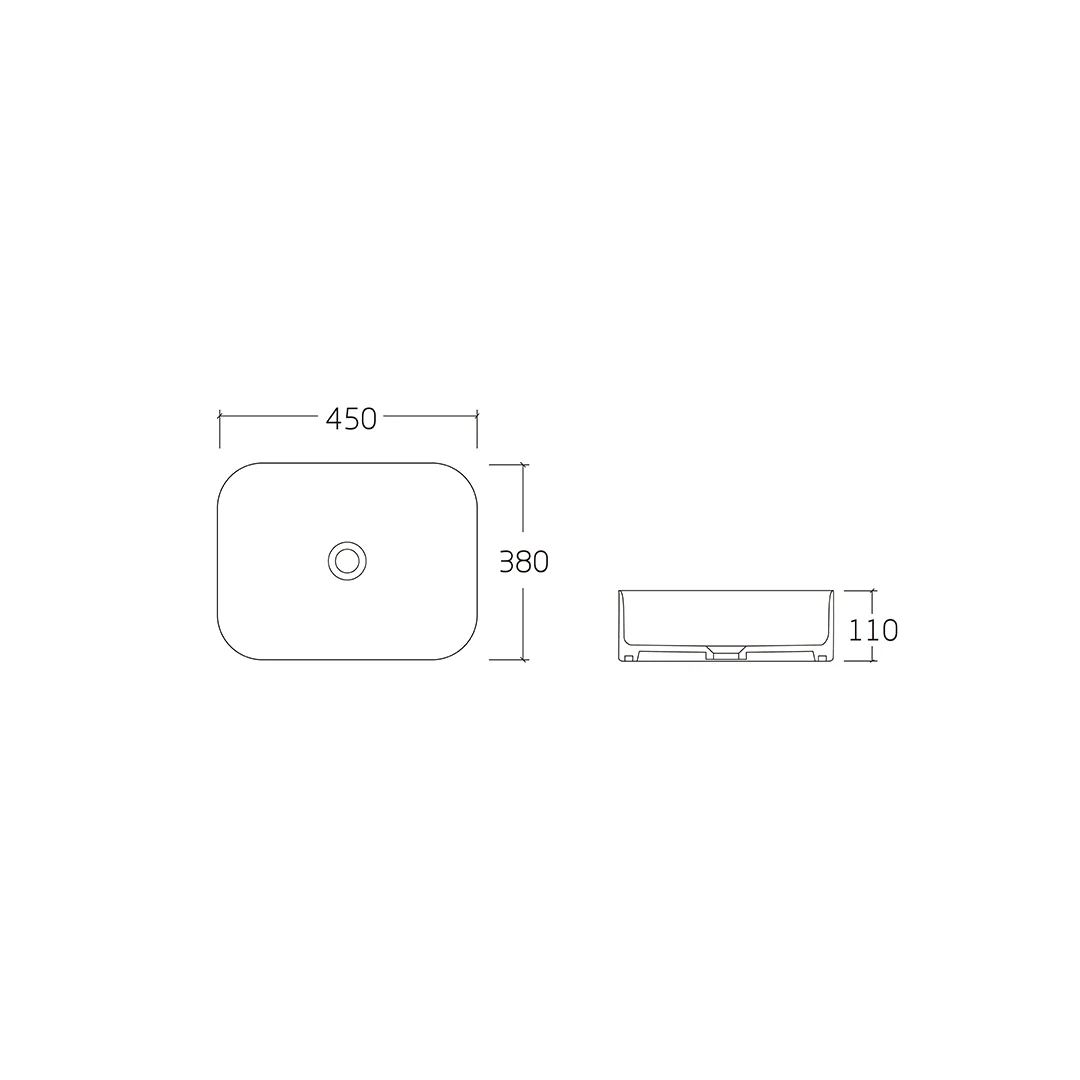 Cera 450 Matte White Rectangle Above Counter Basin - Image 2