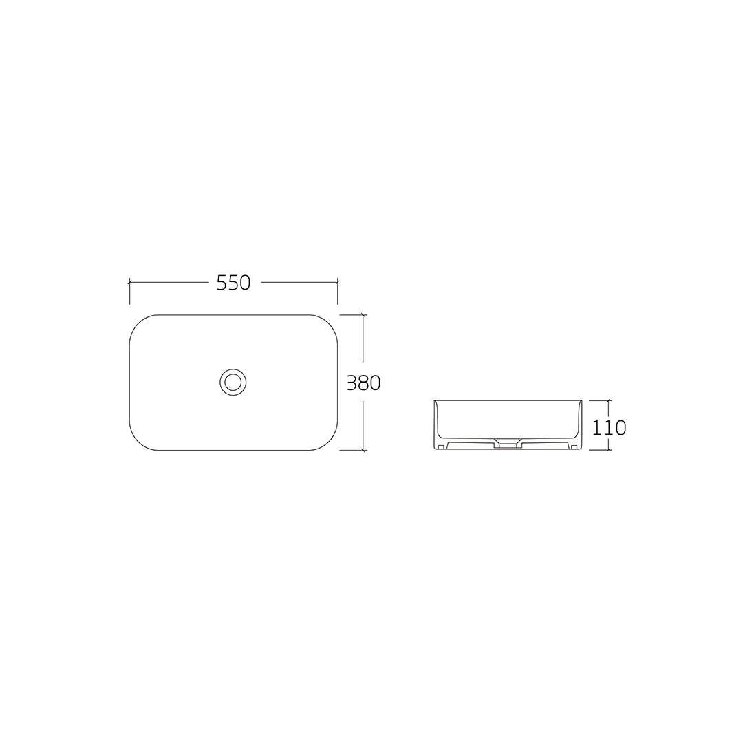 Cera 550 Matte White Rectangle Above Counter Basin - Image 2