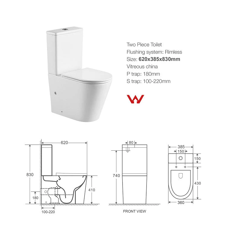 Cesena Tornado Rimless Vortex Short Projection Toilet Suite - Image 3