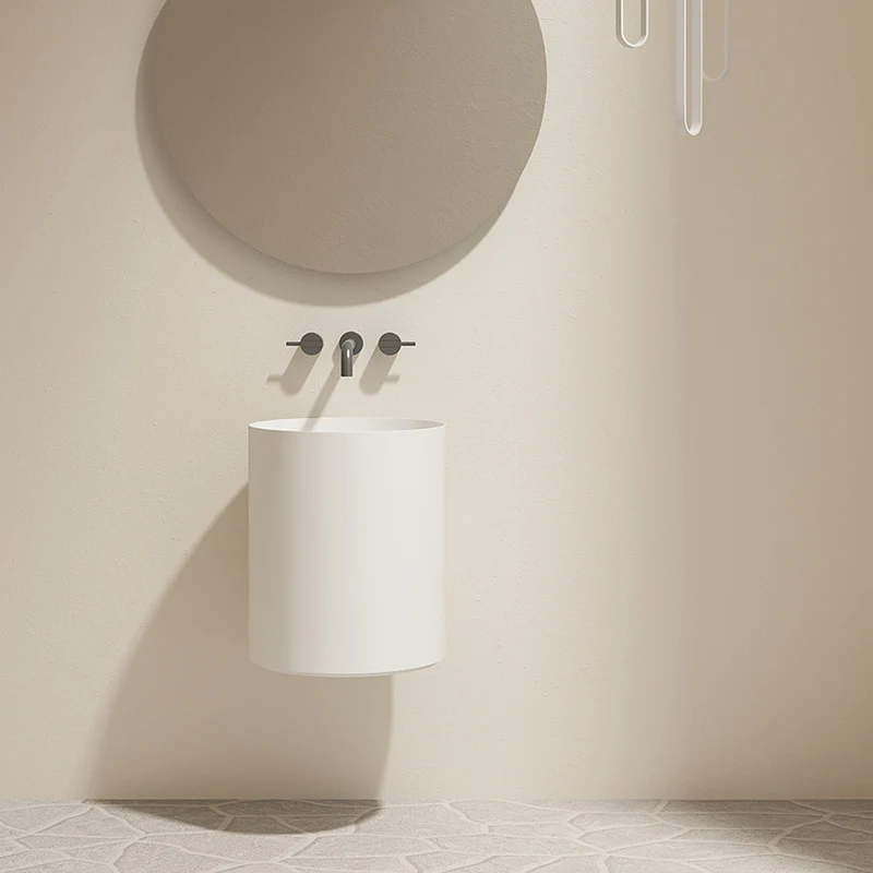 Circo 420mm Solid Surface Stone Wall Hung Basin - Image 3