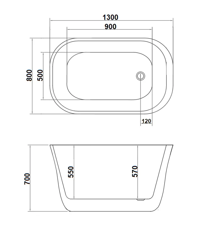 Claremont 1300mm Japanese Soaking Freestanding Bath Tub - Image 6