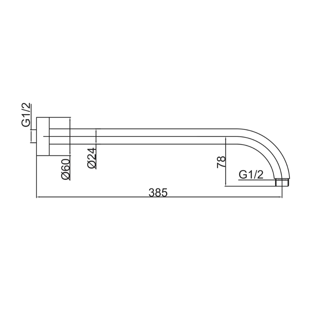 Classic Brushed Nickel Curved Shower Arm - Image 2