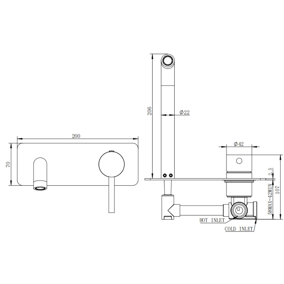 Classic Gun Metal Wall Basin Mixer Combination - Image 2