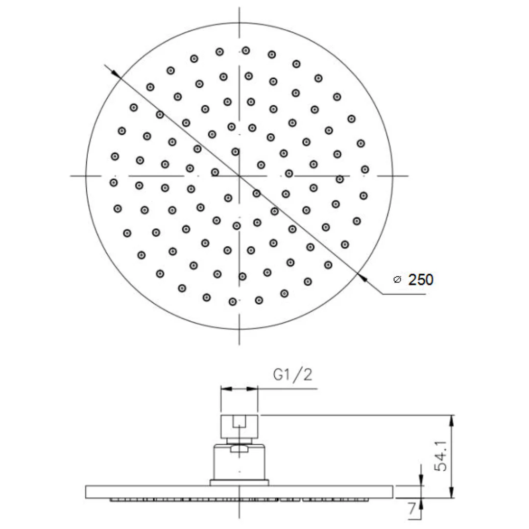 Classic Gun Metal 250mm Round Shower Head - Image 2