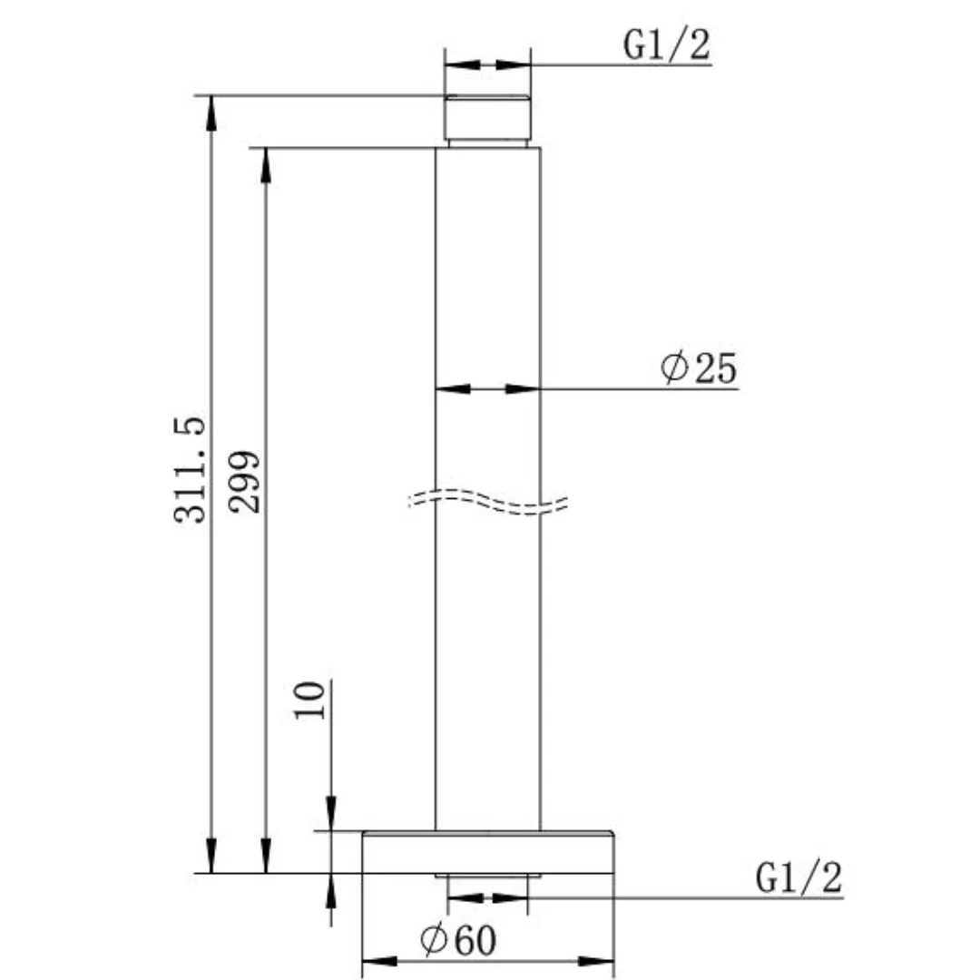 Classic Gun Metal 300mm Round Ceiling Arm - Image 2