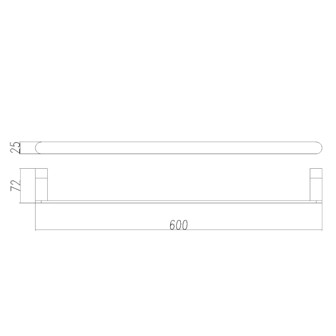 Classic Matte Black 600mm Single Towel Holder - Image 2
