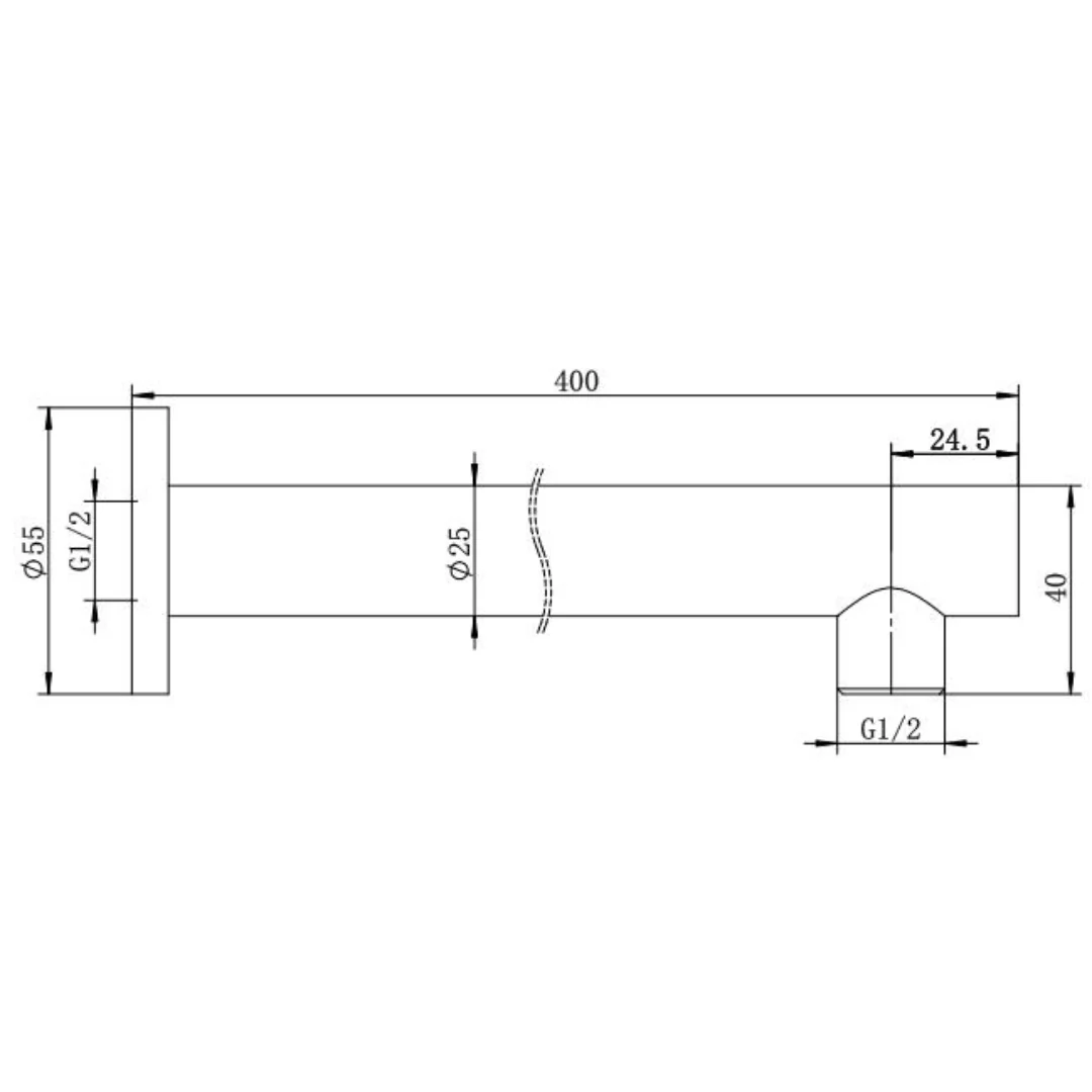 Classic Matte Black 400mm Shower Arm - Image 2