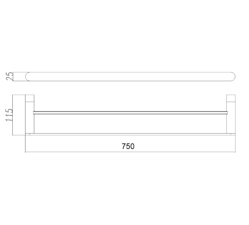 Classic Matte Black 750mm Double Towel Holder - Image 2