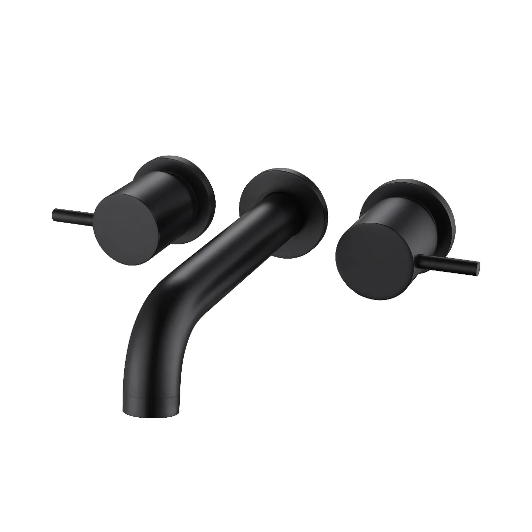 Classic Matte Black Pin Wall Basin Set 1/4 Turn