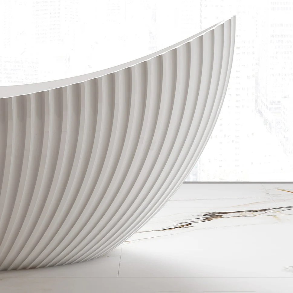 Coral Fluted 1800mm Matte White High End Designer Freestanding Bath - Image 3