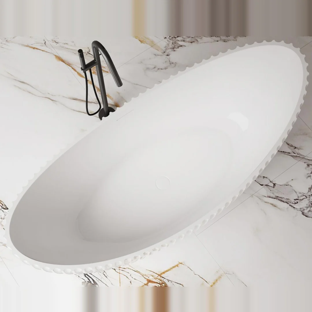 Coral Fluted 1800mm Matte White High End Designer Freestanding Bath - Image 4