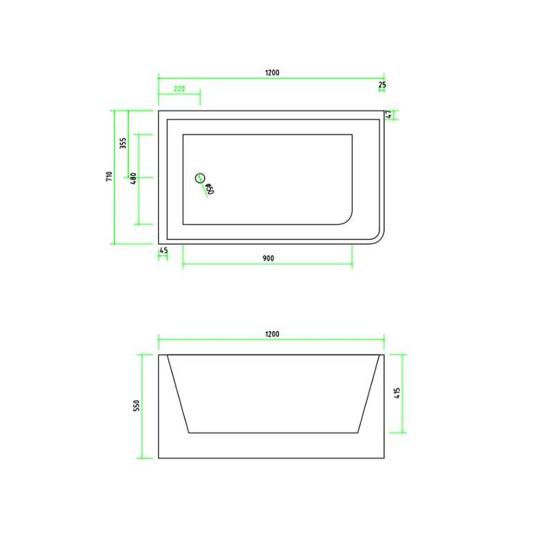 Corner 1200 Left Fit Freestanding Bath Tub - Image 4