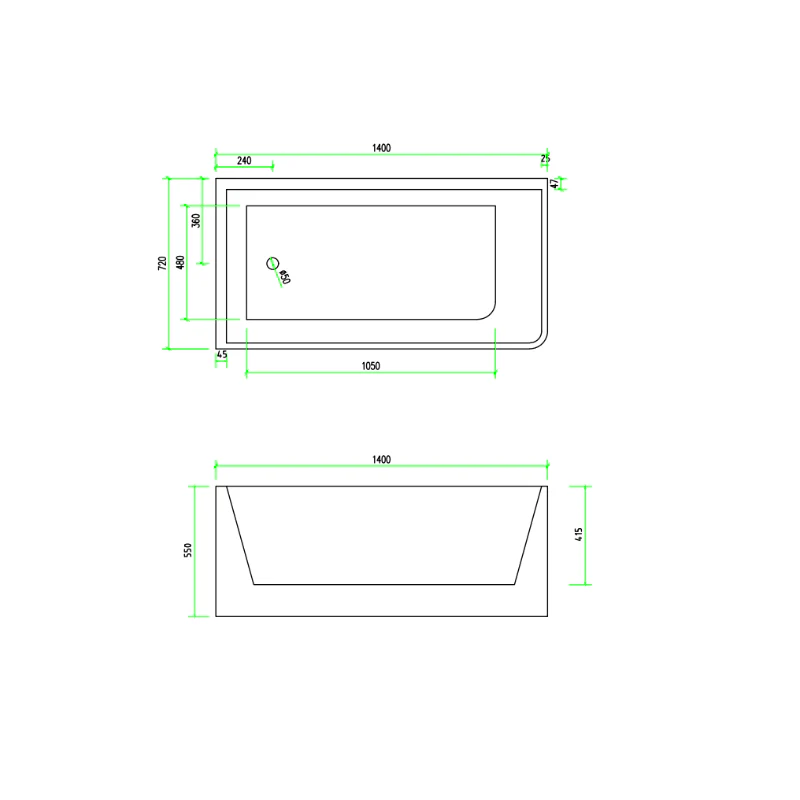 Corner 1400 Left Fit Freestanding Bath Tub - Image 4